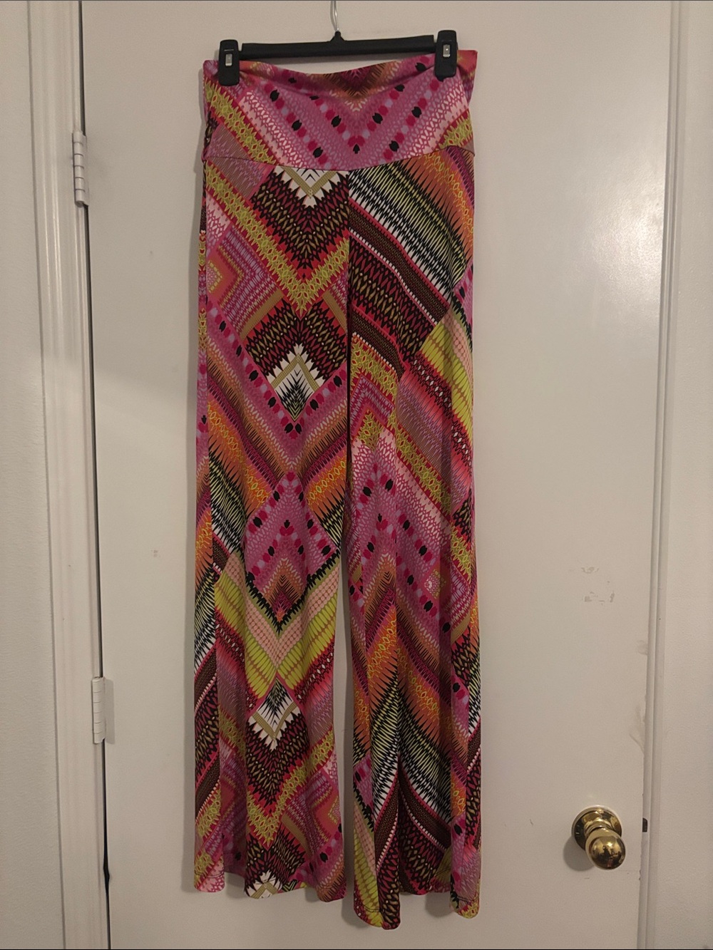 Wrangler Pink & Yellow Geometric Wide-Leg Palazzo Pants